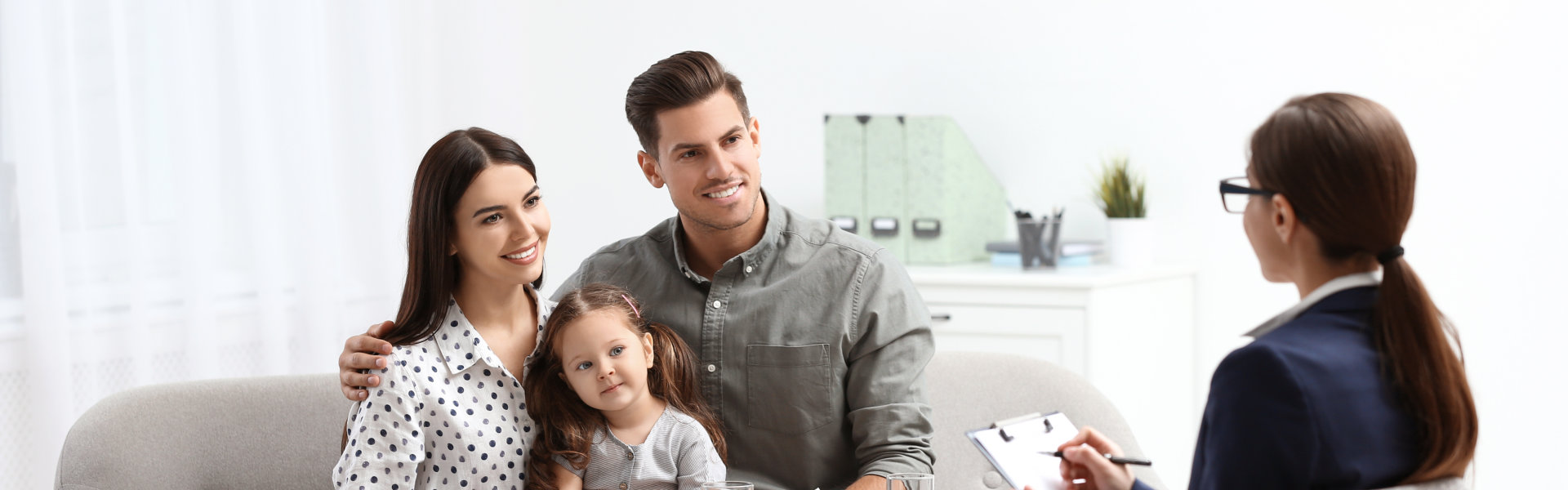 family and psychiatrist smiling